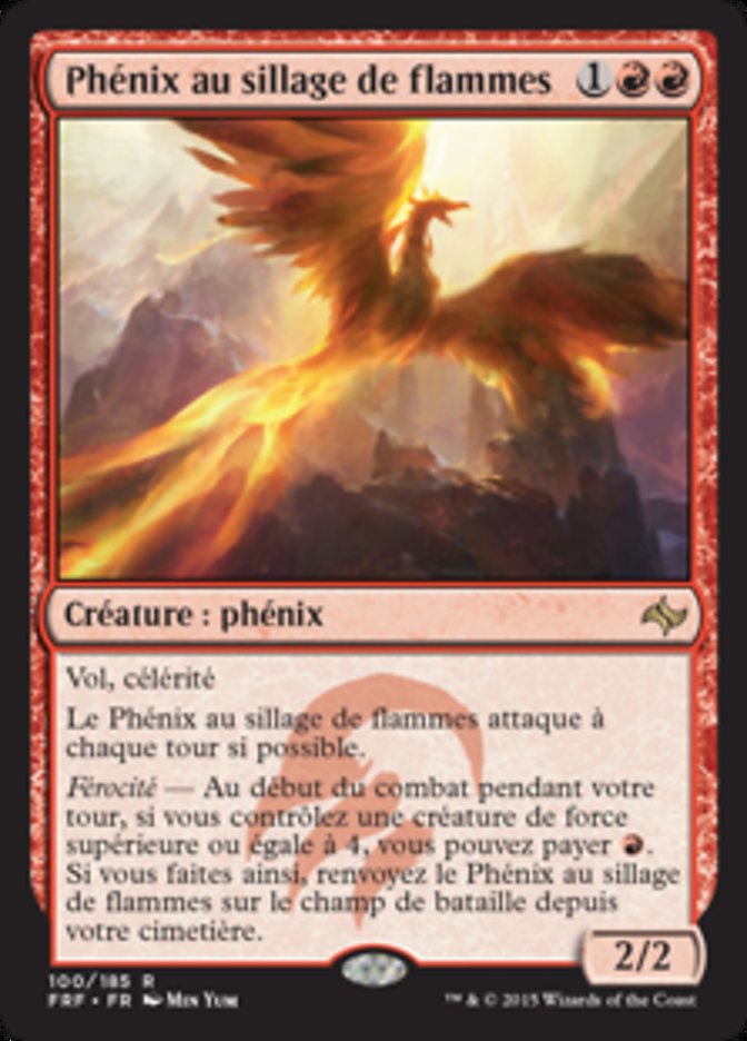 Phénix au sillage de flammes