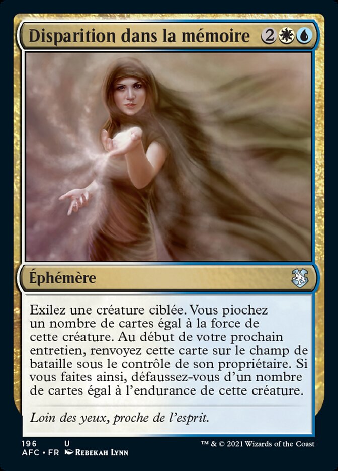 Disparition dans la mémoire