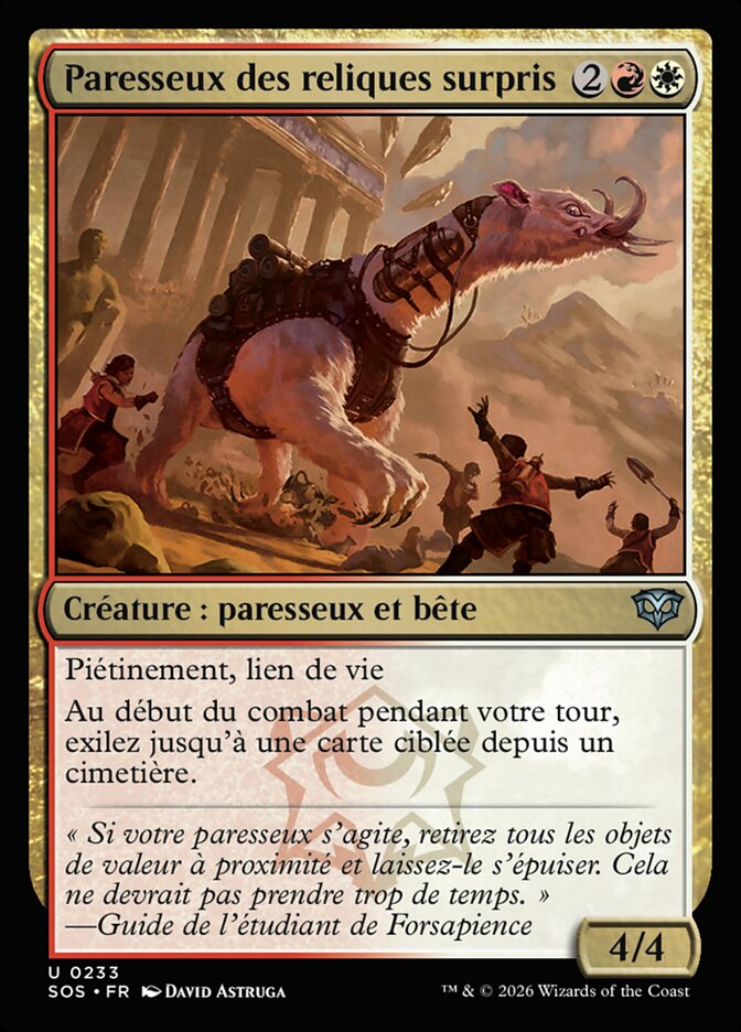 Paresseux des reliques surpris