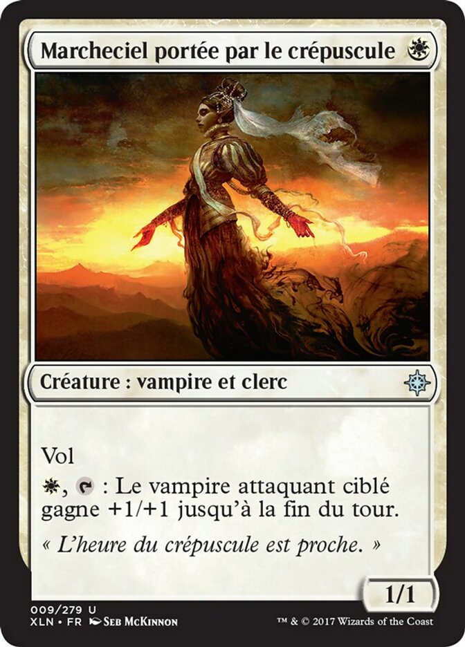 Marcheciel portée par le crépuscule