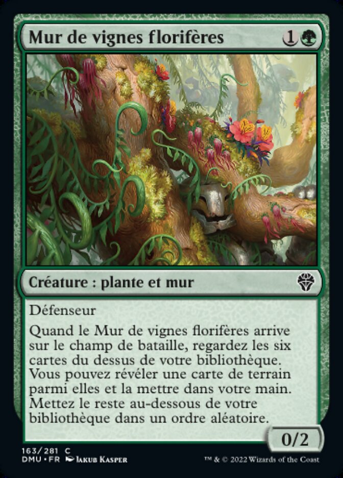 Mur de vignes florifères