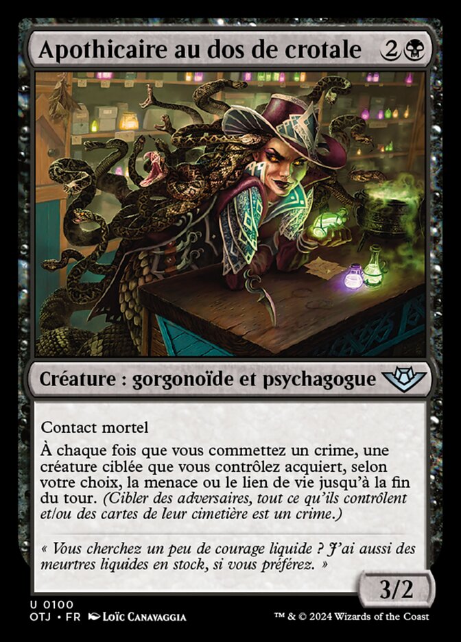 Apothicaire au dos de crotale