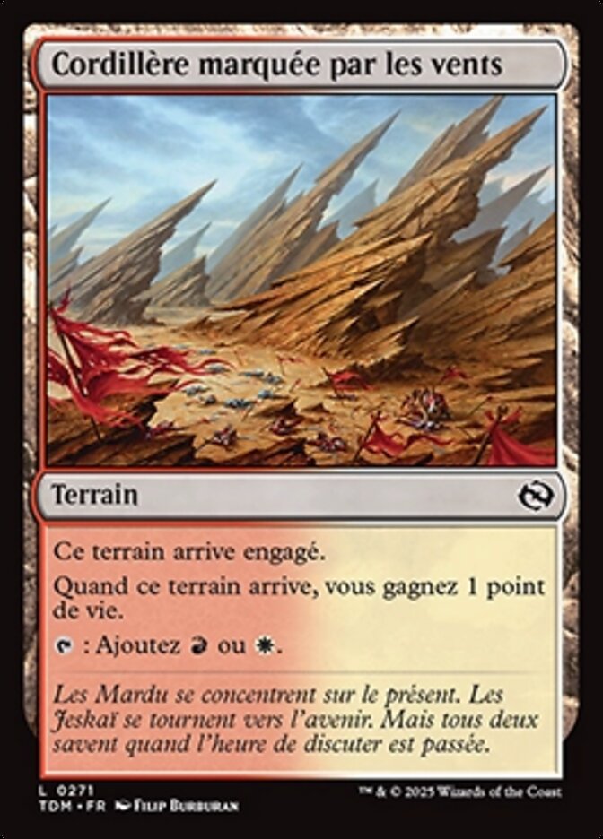 Cordillère marquée par les vents